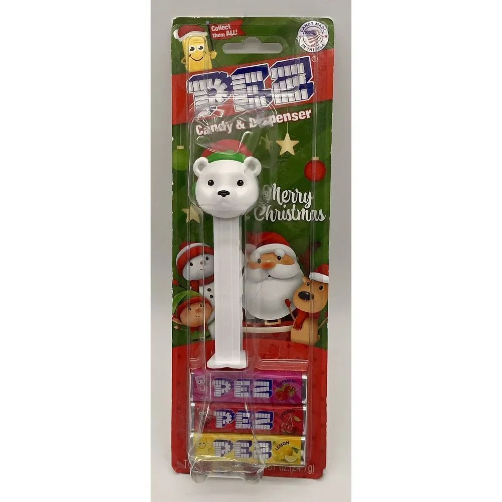 Polar Bear With Christmas Hat PEZ Candy Dispenser Holiday‎ Factory Sealed